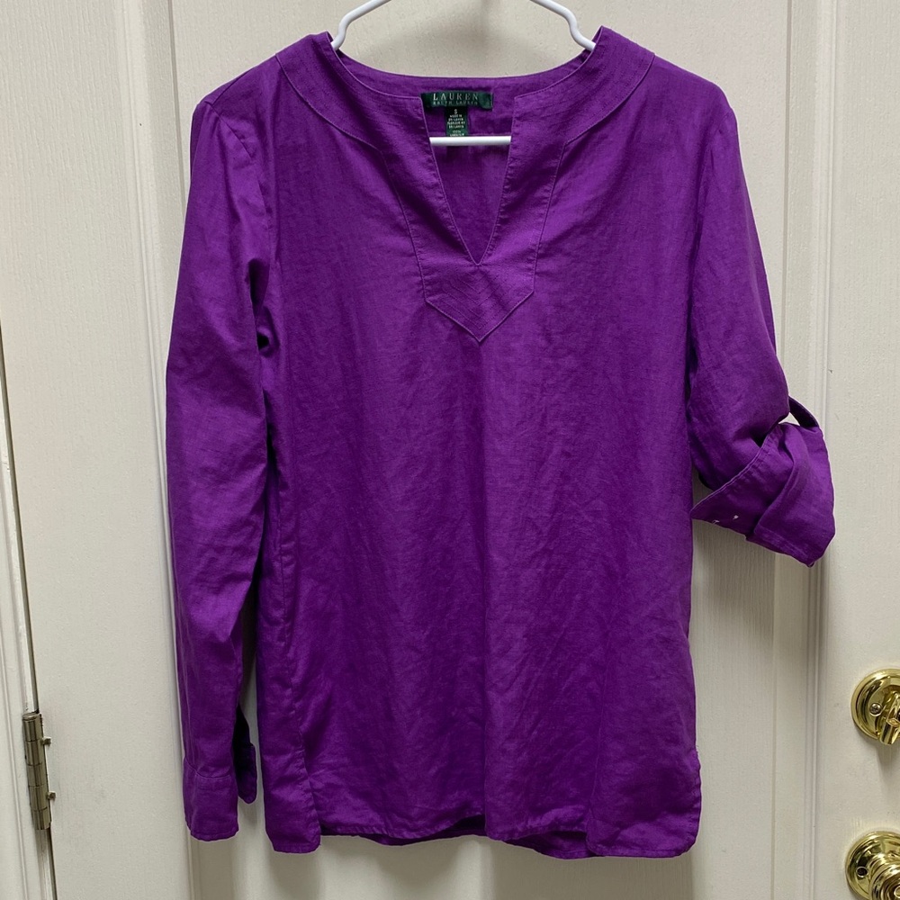 Ralph Lauren Vibrant Purple Linen Tunic/Blouse